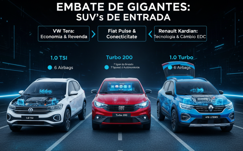 Comparativo: VW Tera vs. Fiat Pulse vs. Renault Kardian – Qual SUV de entrada levar para casa?